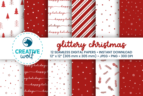 Download Glittery Christmas Digital Paper Pack - Paper Collection