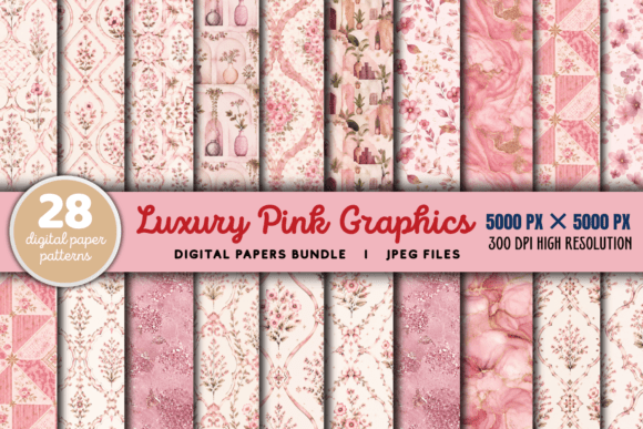 Download Luxury Pink Digital Paper Bundle - Paper Collection