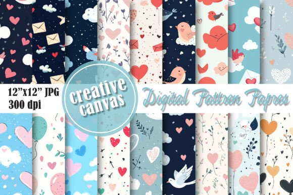 Download Valentine Heart &amp; Love Digital Paper - Paper Collection