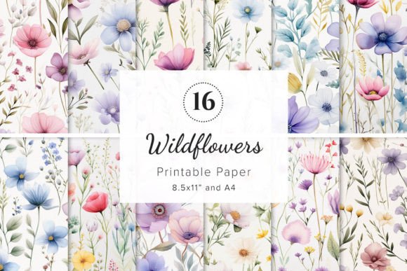 Download Wildflowers Digital Papers Bundle - Paper Collection
