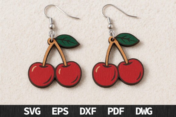 Download Cherry Fruit Earrings SVG - Cherry Collection