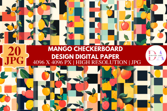 Download Mango Checkerboard Design Digital Paper - Paper Collection
