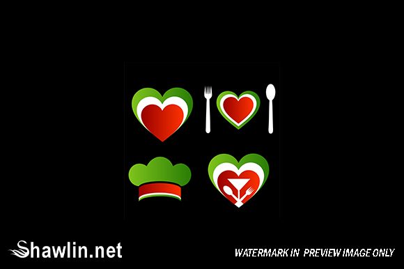 Download Italian Cuisine Symbols on Black - Cuisine Collection