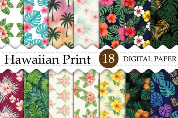 Download Hawaiian Print Digital Paper Designs - Paper Collection