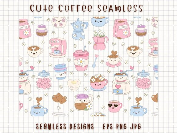 Download Cute Coffee Seamless Cafe Digital Paper - Paper Collection