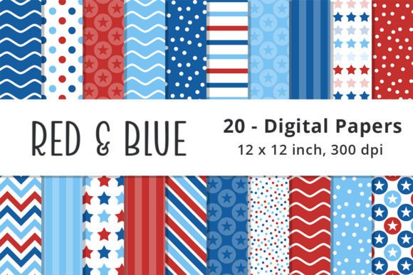 Download Red, White, &amp; Blue Stars Pattern Paper - Paper Collection
