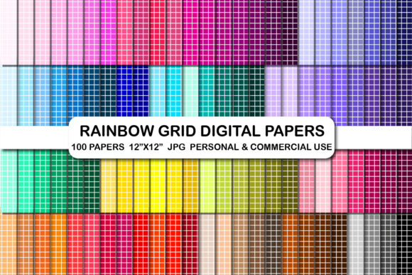Download Rainbow Grid Digital Papers 100 Colors - Paper Collection