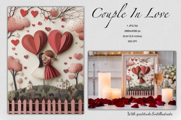 Download Couple in Love,Paper Cut Illustration - Paper Collection